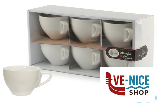porcellana B.B. WHITE-CONFEZIONE 6 TAZZE CAPPUCCIO 200ML SENZA PIATTO BA2832 IMPORT TAVOLA PROFESSIONAL - immagine 2