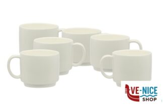 porcellana B.B. WHITE-CONFEZIONE 6 TAZZE CAFFE IMPILABILI 100ML SENZA PIATTO BA2494-2 IMPORT TAVOLA PROFESSIONAL