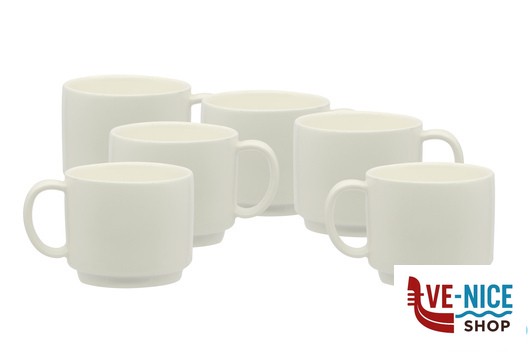 porcellana B.B. WHITE-CONFEZIONE 6 TAZZE CAFFE IMPILABILI 100ML SENZA PIATTO BA2494-2 IMPORT TAVOLA PROFESSIONAL