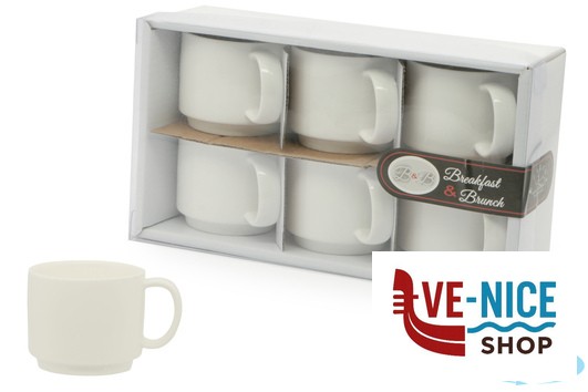 porcellana B.B. WHITE-CONFEZIONE 6 TAZZE CAFFE IMPILABILI 100ML SENZA PIATTO BA2494-2 IMPORT TAVOLA PROFESSIONAL - immagine 2