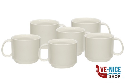 porcellana B.B. WHITE-CONFEZIONE 6 TAZZE THE IMPILABILI 170ML SENZA PIATTO BA2496-2 IMPORT TAVOLA PROFESSIONAL