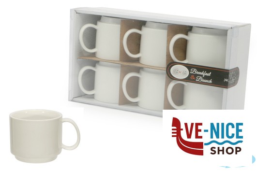 porcellana B.B. WHITE-CONFEZIONE 6 TAZZE THE IMPILABILI 170ML SENZA PIATTO BA2496-2 IMPORT TAVOLA PROFESSIONAL - immagine 3