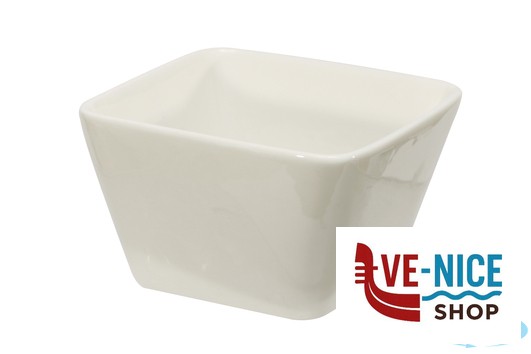 porcellana B.B. WHITE-CIOTOLINA QUADRA CM.10X10X6 BA1015 IMPORT TAVOLA PROFESSIONAL - immagine 2