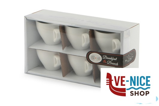 porcellana B.B. WHITE-CONFEZIONE 6 TAZZE CAFFE 75ML SENZA PIATTO BA2830 IMPORT TAVOLA PROFESSIONAL - immagine 3