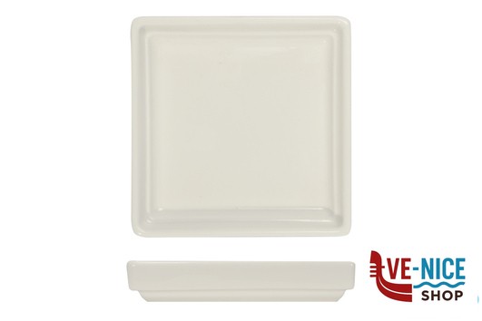 porcellana B.B. WHITE-PIATTINO QUADRO CM.10X10X2,1 BA2673 IMPORT TAVOLA PROFESSIONAL