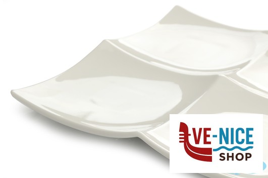 porcellana B.B. WHITE-PIATTO 4 SCOMPARTI QUADRO PORCELLANA CM.25X25X2,5 IMPORT TAVOLA PROFESSIONAL - immagine 4