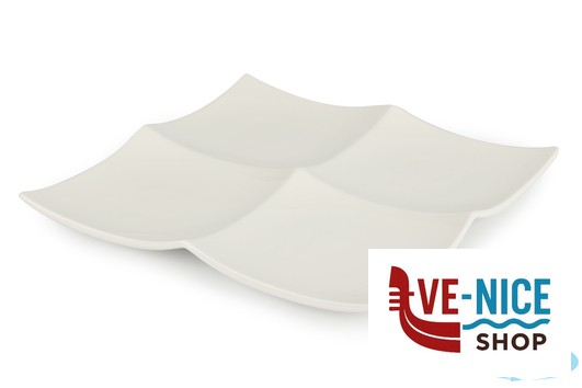porcellana B.B. WHITE-PIATTO 4 SCOMPARTI QUADRO PORCELLANA CM.25X25X2,5 IMPORT TAVOLA PROFESSIONAL - immagine 2