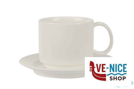 porcellana B.B. WHITE-PIATTINO CAPPUCCIO IMPILABILE CM 15,4 BA2195 IMPORT TAVOLA PROFESSIONAL - immagine 2
