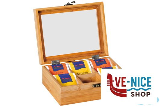 contenitori BAMBOO-SCATOLA PORTABUSTINE THE CM 21,5X15XH.8,5 CON 6 SCOMPARTI KESPER F.ANTON GMBH - immagine 2