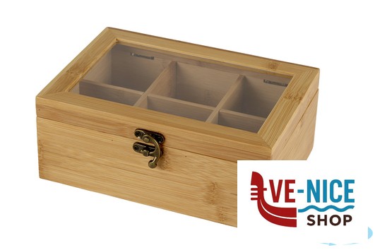 contenitori BAMBOO-SCATOLA PORTABUSTINE THE CM 21,5X15XH.8,5 CON 6 SCOMPARTI KESPER F.ANTON GMBH - immagine 3