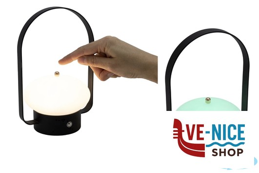 lampade BARCELONA-LAMPADA DA TAVOLO NERA RICARICABILE POLIETILENE-FERRO CM 11X8H.20 LUCE BIANCA-LUCE VERDE PER LA RICHIESTA DI SERVIZIO SECURIT - immagine 4