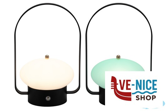 lampade BARCELONA-LAMPADA DA TAVOLO NERA RICARICABILE POLIETILENE-FERRO CM 11X8H.20 LUCE BIANCA-LUCE VERDE PER LA RICHIESTA DI SERVIZIO SECURIT - immagine 2