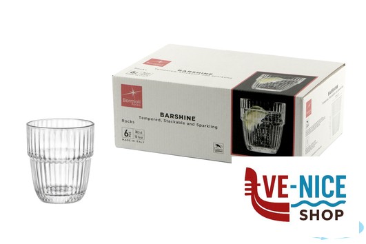 bicchieri bibita BARSHINE CONFEZIONE 6 BICCHIERI ROCKS CL 30,5 TEMPERATO E IMPILABILE 127311 BORMIOLI ROCCO - immagine 3