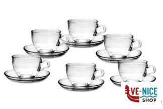 vetro/opale BASIC VETRO TRASPARENTI CONFEZIONE SCATOLA LITOGRAFATA DA REGALO 6 TAZZE THE CON PIATTO.215-97948 MI PASABAHCE