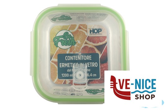 vetro BE FRESH-CONTENITORE QUADRO 1200ML CM.17,5X17,5X6,4 IN VETRO BOROSILICATO IMPORT CUCINA - immagine 4
