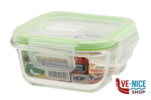 vetro BE FRESH-CONTENITORE QUADRO 320ML CM.11,2X11,2X4,9 IN VETRO BOROSILICATO IMPORT CUCINA