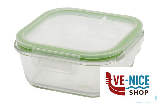 vetro BE FRESH-CONTENITORE QUADRO 800ML CM.15X15X6 IN VETRO BOROSILICATO IMPORT CUCINA - immagine 2