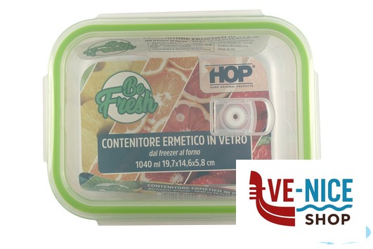 vetro BE FRESH-CONTENITORE RETTANGOLARE 1040ML CM.19,7X14,6X5,8 IN VETRO BOROSILICATO IMPORT CUCINA - immagine 4
