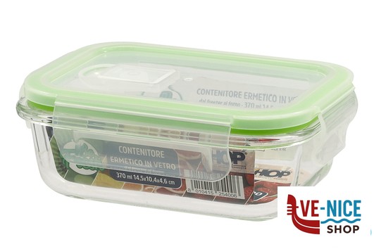 vetro BE FRESH-CONTENITORE RETTANGOLARE 370ML CM.14,5X10,4X4,6 IN VETRO BOROSILICATO IMPORT CUCINA