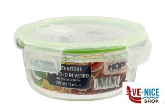 vetro BE FRESH-CONTENITORE TONDO 620ML CM.15X6 IN VETRO BOROSILICATO IMPORT CUCINA
