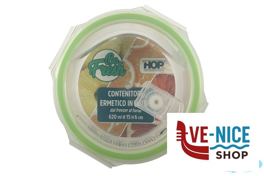 vetro BE FRESH-CONTENITORE TONDO 620ML CM.15X6 IN VETRO BOROSILICATO IMPORT CUCINA - immagine 4