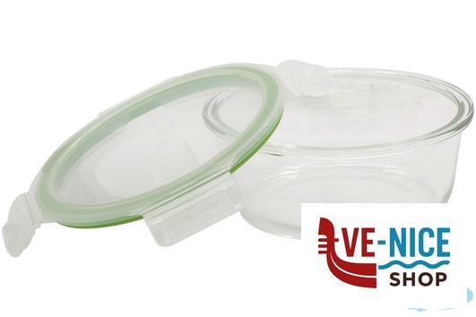 vetro BE FRESH-CONTENITORE TONDO 620ML CM.15X6 IN VETRO BOROSILICATO IMPORT CUCINA - immagine 3