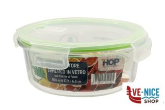 vetro BE FRESH-CONTENITORE TONDO 950ML CM.17,2X6,6 IN VETRO BOROSILICATO IMPORT CUCINA