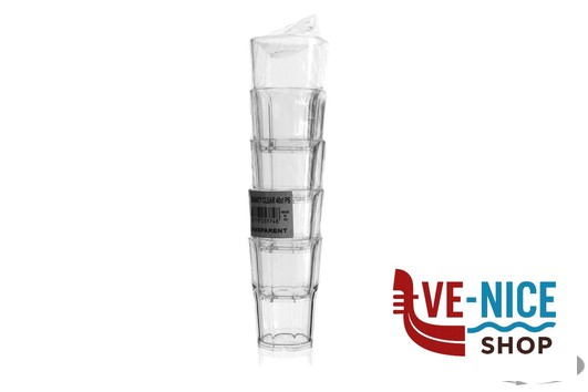 plastica BICCHIERE GRANITY CLEAR CL 40 IN CONFEZIONE DA 5 PEZZI- IN POLISTIRENE TRASPARENTE- FM-63 BREVETTI WAF - immagine 4