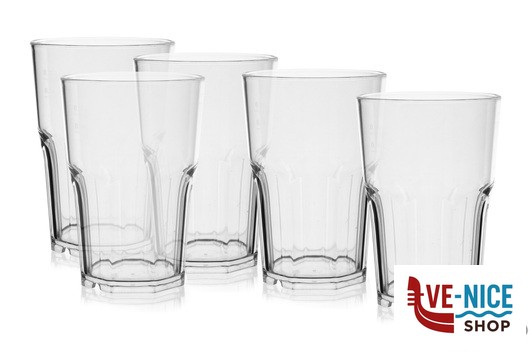 plastica BICCHIERE GRANITY CLEAR CL 40 IN CONFEZIONE DA 5 PEZZI- IN POLISTIRENE TRASPARENTE- FM-63 BREVETTI WAF