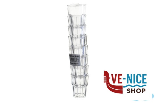 plastica BICCHIERE ROX CLEAR CL 29 IN CONFEZIONE DA 8 PEZZI IN POLISTIRENE TRASPARENTE- FM-65 BREVETTI WAF - immagine 3