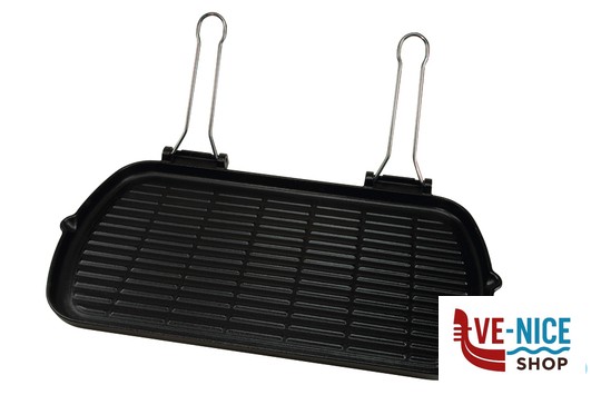 antiederente BISTECCHIERA GHISA SMALTATA 27X50 DOPPIO MANICO ANCHE PER INDUZIONE ILSA