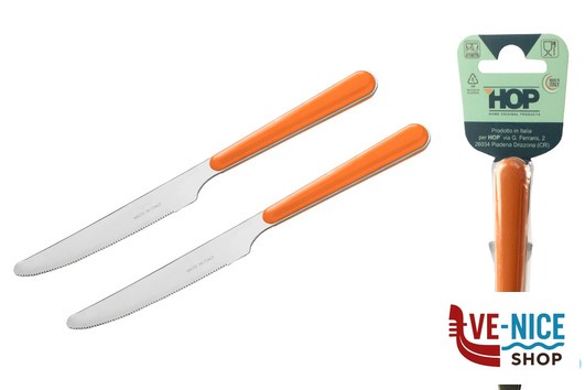 acciaio BISTROT ARANCIO-CV 2 COLTELLI TAVOLA LD14105O2CT LINEE DESIGN E PRODUCTION SRL