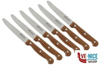acciaio BISTROT-CONFEZIONE 6 COLTELLI TAVOLA LAMA CM10 DENTATA MANICO PLASTICA COLOR LEGNO HT3P153W GICOS IMPORT EXPORT SRL