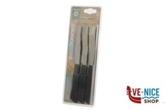 coltelli BIVALVA - CONFEZIONE 6 COLTELLI TAVOLA CM 11 MANICO NERO COLTELLERIE INOX BONOMI