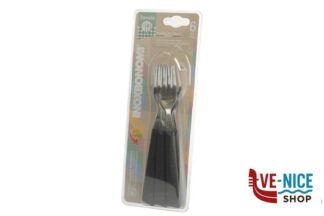 forchette BIVALVA - CONFEZIONE 6 FORCHETTA TAVOLA MANICO NERO COLTELLERIE INOX BONOMI