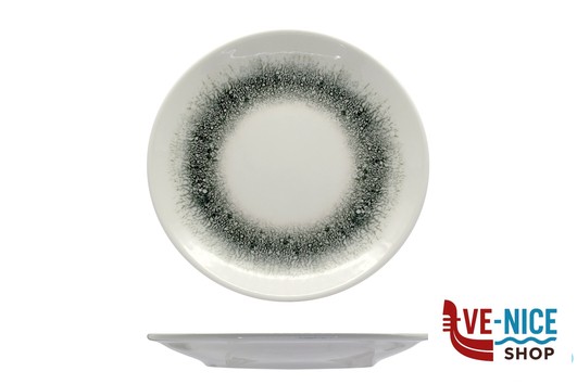 piano BLACK ICE - PIATTO FRUTTA CM 21 H.2,35 IN PORCELLANA ALLUMINICA KUTAHYA SERAMIK