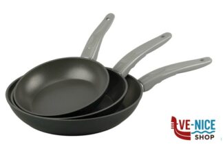 alluminio BLACK PRO-SET 3 PADELLE CM.18-22-26 ANTIADERENTI ANCHE PER INDUZIONE IMPORT COTTURA