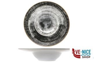 porcellana BLACK ROUND PASTA BOWL NAPOLI DECORATO CM.27,5 04Z07488 SATURNIA