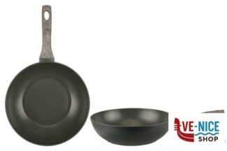 alluminio BLACKFIRE-WOK 1 MANICO CM.28 ANTIADERENTE ANCHE PER INDUZIONE IMPORT COTTURA