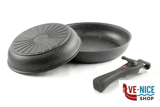 padelle/wok BOLZANO - SET 3 PEZZI 2 PADELLE CM 24-28 CON MANICO ANTIADERENTE PER INDUZIONE BALLARINI PAOLO