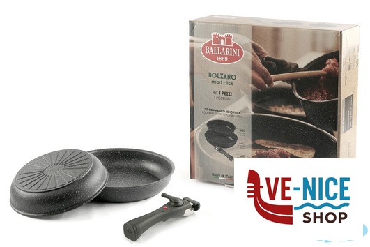 padelle/wok BOLZANO - SET 3 PEZZI 2 PADELLE CM 24-28 CON MANICO ANTIADERENTE PER INDUZIONE BALLARINI PAOLO - immagine 4