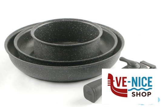 padelle/wok BOLZANO - SET 4 PEZZI 2 PADELLE CM 24-28 - 1 CASSERUOLA CM 16 CON MANICO ANTIADERENTE PER INDUZIONE BALLARINI PAOLO - immagine 2