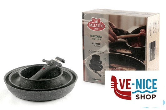 padelle/wok BOLZANO - SET 4 PEZZI 2 PADELLE CM 24-28 - 1 CASSERUOLA CM 16 CON MANICO ANTIADERENTE PER INDUZIONE BALLARINI PAOLO - immagine 4