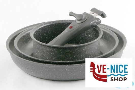 padelle/wok BOLZANO - SET 4 PEZZI 2 PADELLE CM 24-28 - 1 CASSERUOLA CM 16 CON MANICO ANTIADERENTE PER INDUZIONE BALLARINI PAOLO - immagine 3