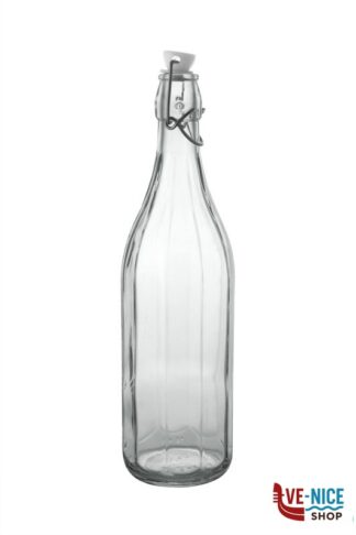 vetro MILLY BOTTIGLIA LT.0,50 TRASPARENTE COSTOLATA TAPPO MONTATO CERVE