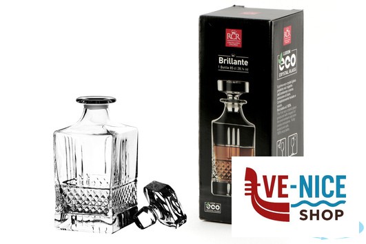 vetro BRILLANTE - BOTTIGLIA QUADRA CL 85 51592020106 RCR CRISTALLERIA ITALIANA - immagine 2