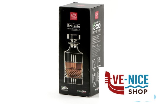 vetro BRILLANTE - BOTTIGLIA QUADRA CL 85 51592020106 RCR CRISTALLERIA ITALIANA - immagine 3