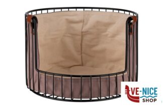 inox BROT- CESTINO PANE/FRUTTA IN METALLO CON INSERTO IN COTONE BEIGE E GRIGIO TORTORA LAVABILE IN LAVATRICE FINO A 30 GRADI. CM 27 H 18,5IMPILABILE APS  ASSHEUER POTT GMBH E CO KG