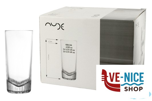 bicchieri bibita CALDERA - CONFEZIONE 6 BICCHIERI HIGHBALL CL.45 H.17 NUDE PASABAHCE - immagine 4