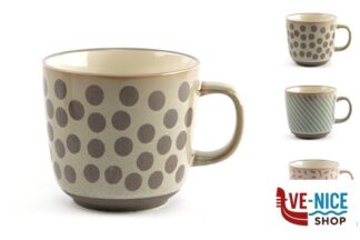 ceramica CANDY-TAZZA COLAZIONE SENZA PIATTO STONEWARE DECORI ASSORTITI SM18344 IMPORT TAVOLA